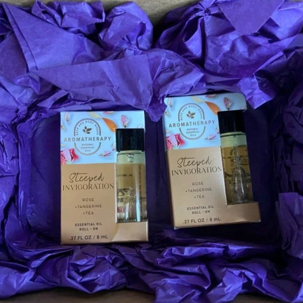 NWT Bath & Body Works Aromatherapy Rose Tangerine Tea Essential Oil Roll